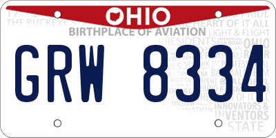 OH license plate GRW8334
