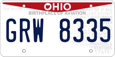 OH license plate GRW8335