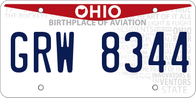 OH license plate GRW8344