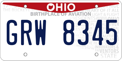 OH license plate GRW8345
