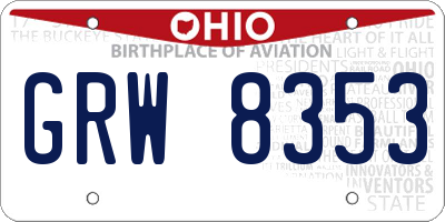 OH license plate GRW8353
