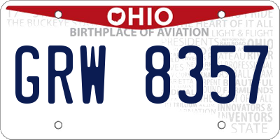 OH license plate GRW8357