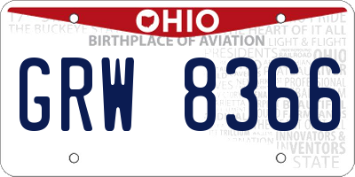 OH license plate GRW8366