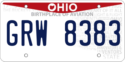 OH license plate GRW8383