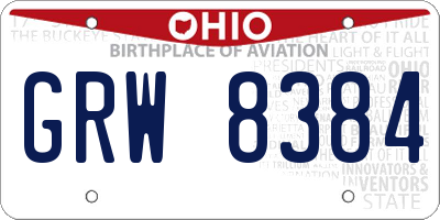 OH license plate GRW8384