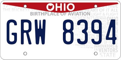 OH license plate GRW8394