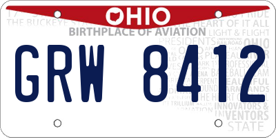 OH license plate GRW8412