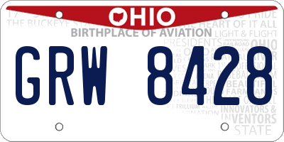 OH license plate GRW8428