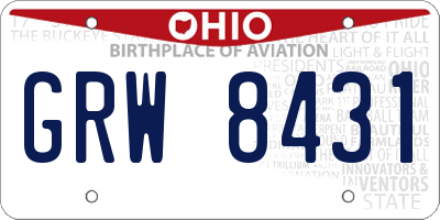 OH license plate GRW8431