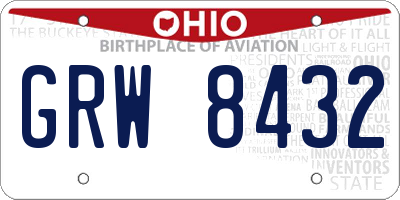OH license plate GRW8432