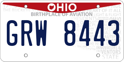 OH license plate GRW8443