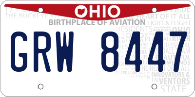OH license plate GRW8447