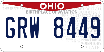OH license plate GRW8449