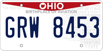 OH license plate GRW8453
