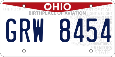 OH license plate GRW8454