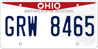 OH license plate GRW8465