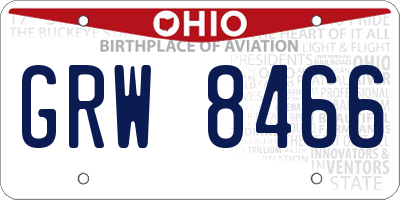 OH license plate GRW8466