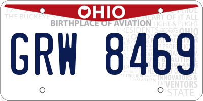 OH license plate GRW8469