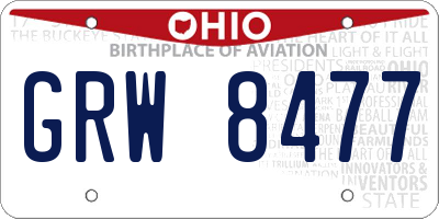OH license plate GRW8477