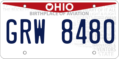 OH license plate GRW8480