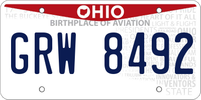 OH license plate GRW8492