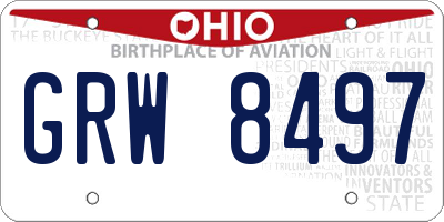 OH license plate GRW8497
