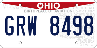 OH license plate GRW8498