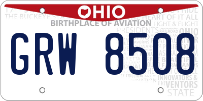 OH license plate GRW8508