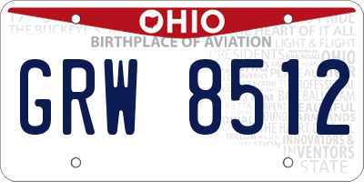 OH license plate GRW8512
