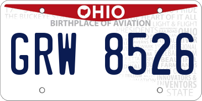OH license plate GRW8526