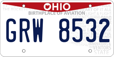 OH license plate GRW8532