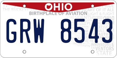 OH license plate GRW8543