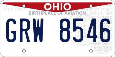 OH license plate GRW8546