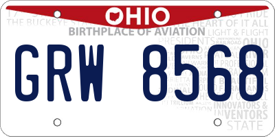 OH license plate GRW8568