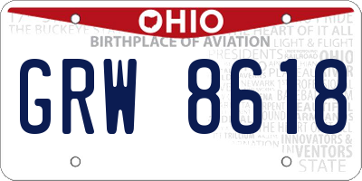 OH license plate GRW8618