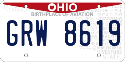 OH license plate GRW8619
