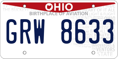 OH license plate GRW8633