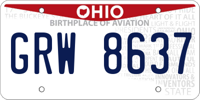 OH license plate GRW8637