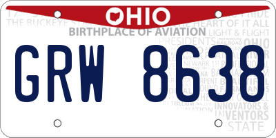 OH license plate GRW8638