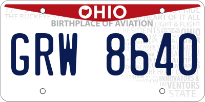 OH license plate GRW8640