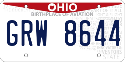 OH license plate GRW8644