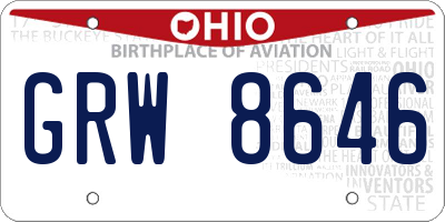 OH license plate GRW8646