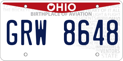 OH license plate GRW8648