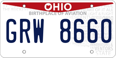 OH license plate GRW8660