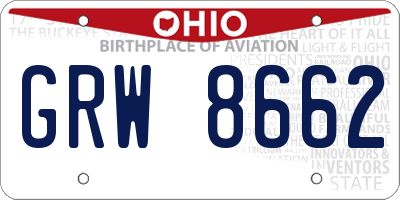 OH license plate GRW8662