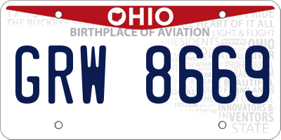 OH license plate GRW8669