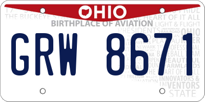 OH license plate GRW8671