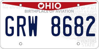 OH license plate GRW8682