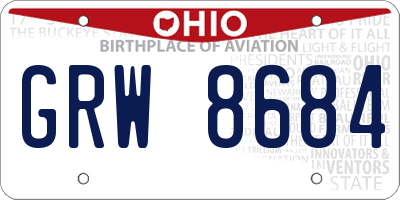 OH license plate GRW8684