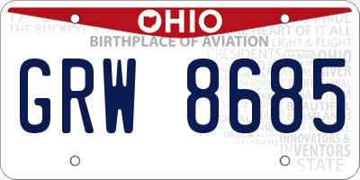 OH license plate GRW8685